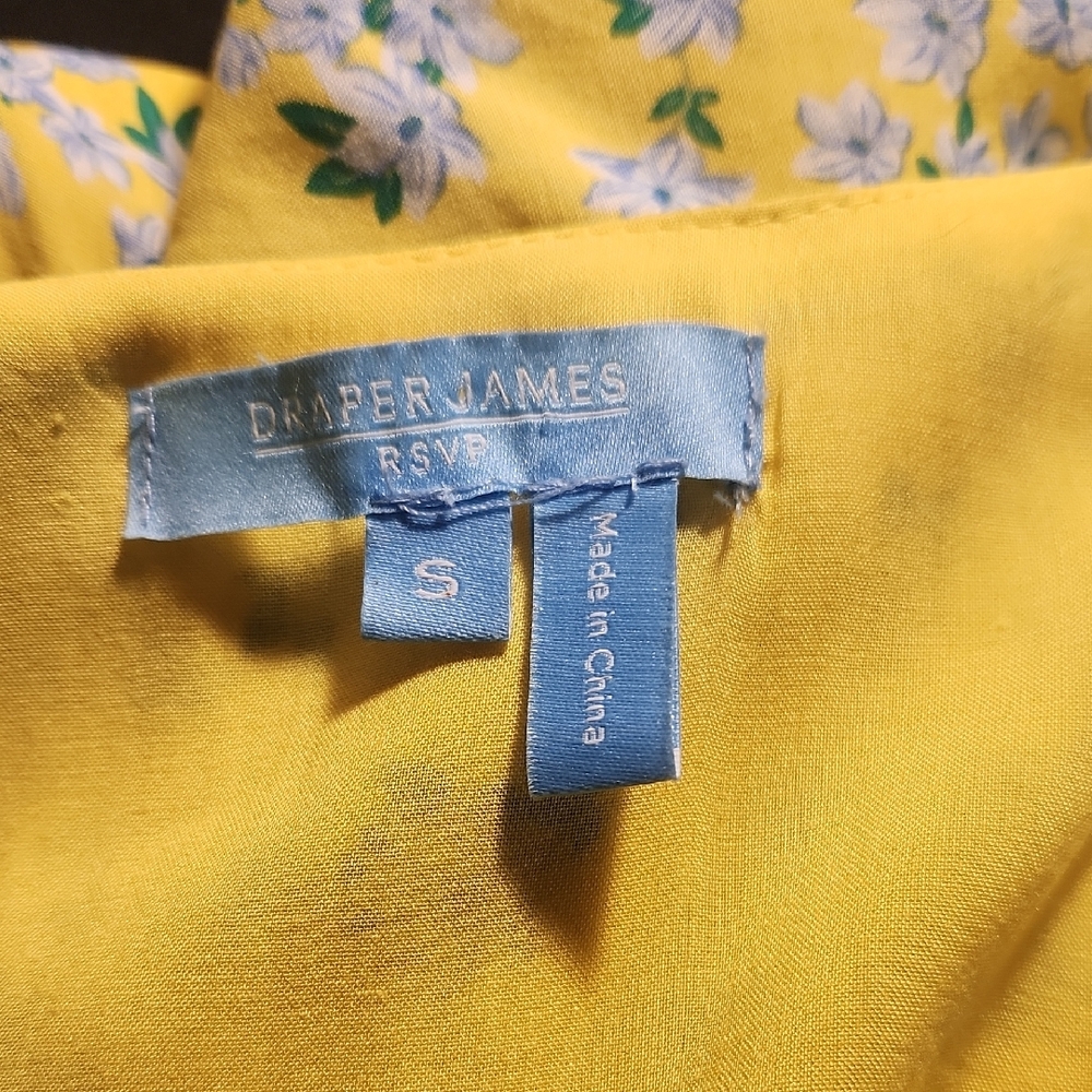 Draper James RSVP Yellow Floral Wrap Midi Dress Size S Southern Belle Feminine - Picture 4 of 10
